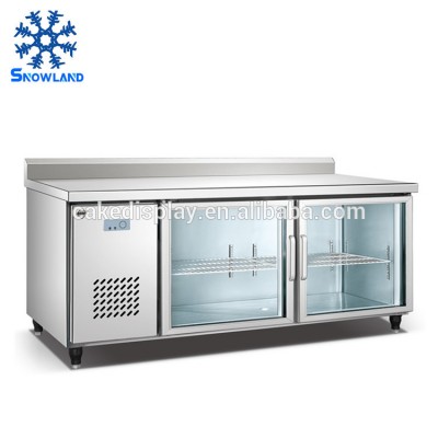 Two Glass Door Undercounter Work-Top Refrigerator For Restaurant Kitchen