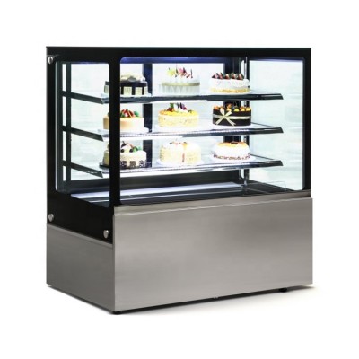 Square Glass Fan Cooling Commercial Used Cake Display Fridge